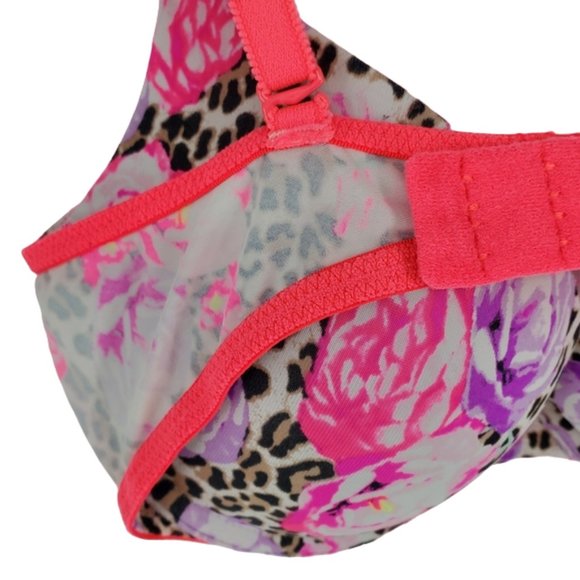 PINK Victoria's Secret Bra Wear Everywhere Push-up Pigeonnant Plunge Floral 32C - Picture 10 of 14